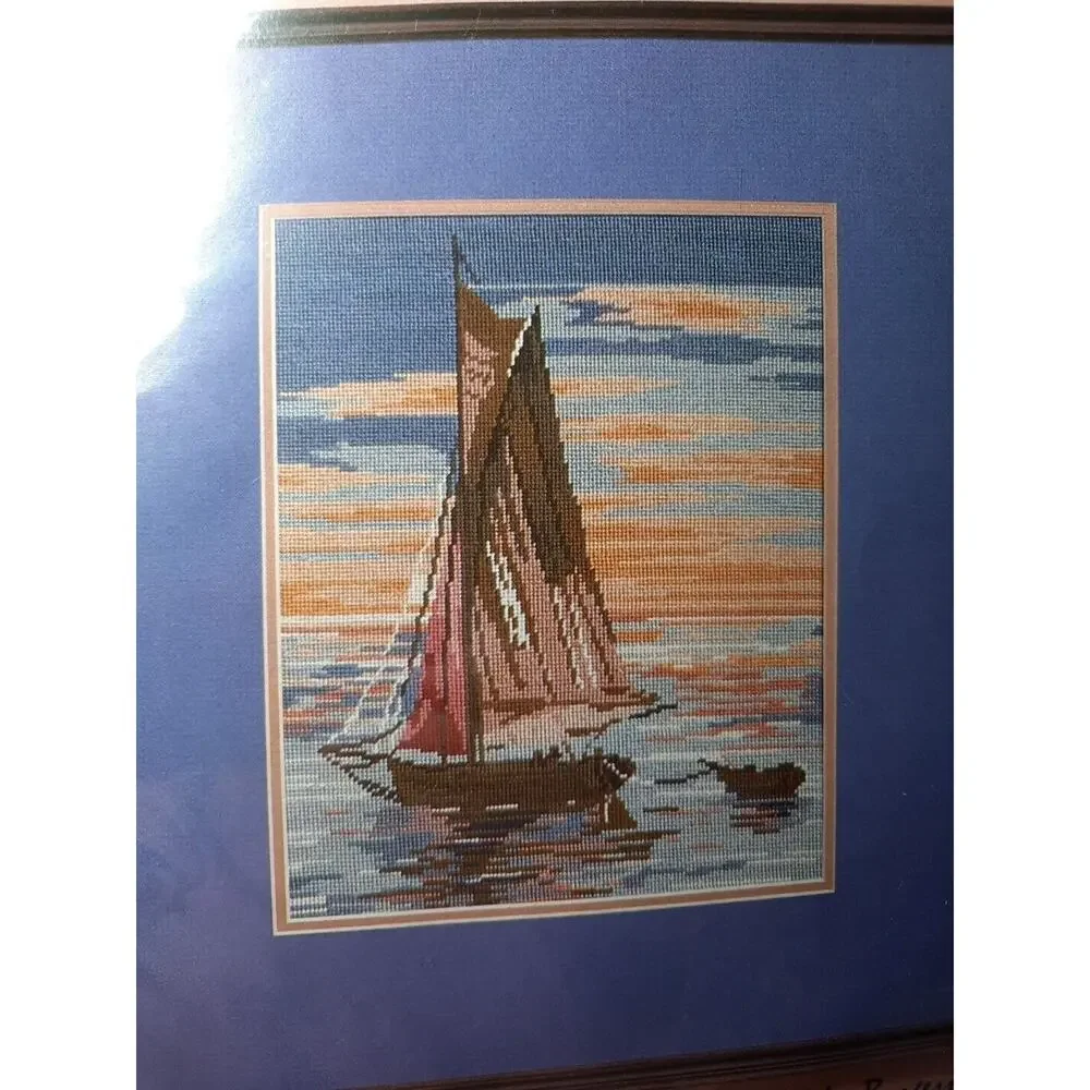 Bernat Counted Half Cross Stitch Kit Morning Sail H04504 Vintage 1983